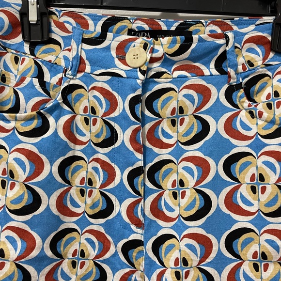 BRAND NEW ZARA LINEN BLEND GEOMETRIC PRINT PANTS - Picture 12 of 16